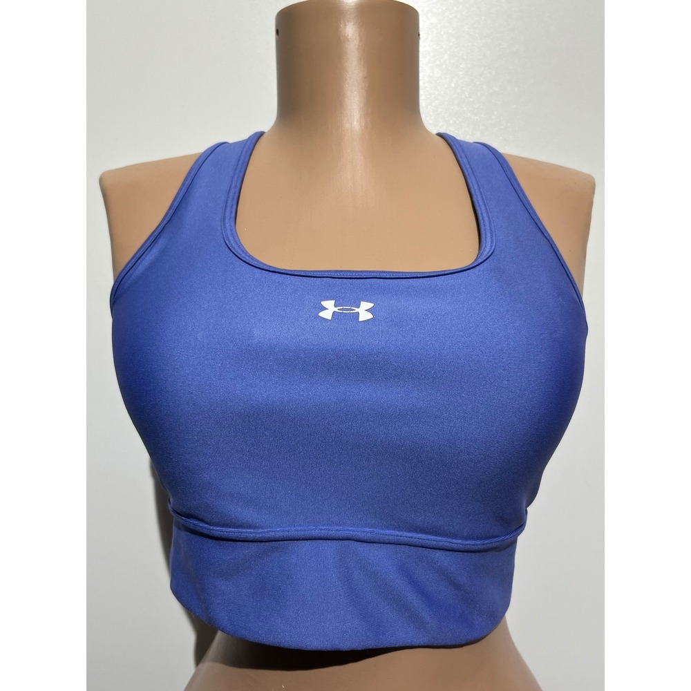 Under Armour Blue HeatGear Cross Back Medium Impact Sports Bra MD